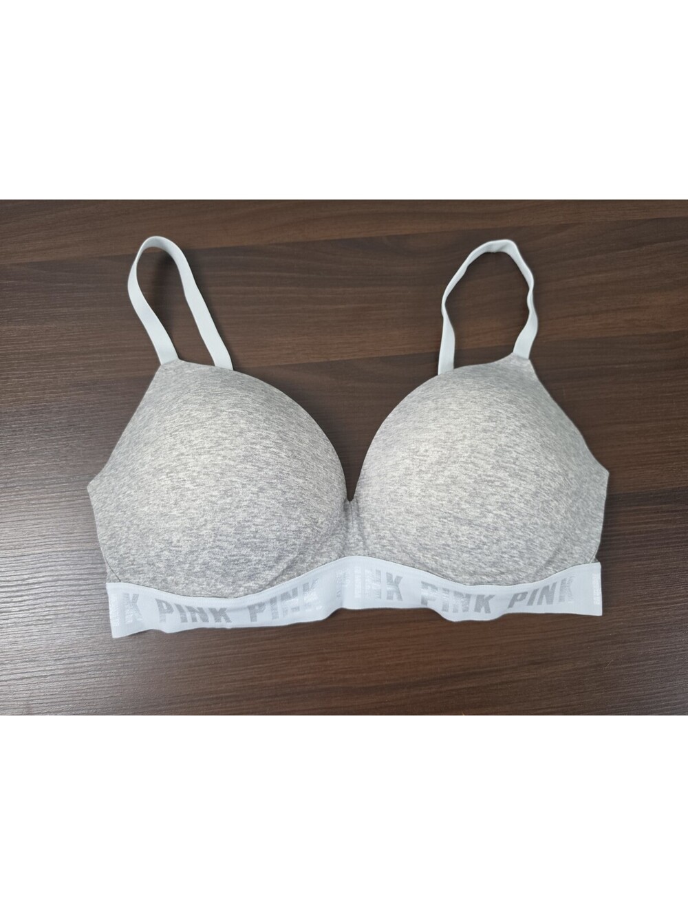 Pink Victoria's Secret Bra 36DD Gray Heather Wireless Wear Everywhere Push Up